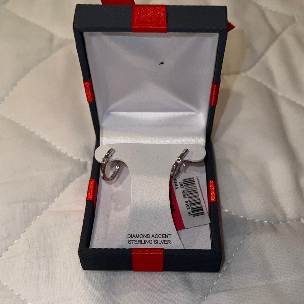 JCPenney Silver Diamond Accent Hoop Earrings